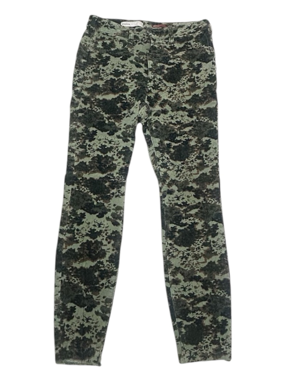 Anthropology Pilcro, corduroy Green Camouflage Skinny Jeans